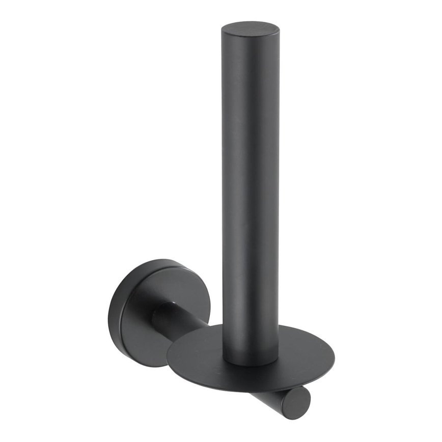 WENKO 24262100 - WC-Papierhalter BOSIO BLACK 8 x 18 cm Edelstahl/Silber