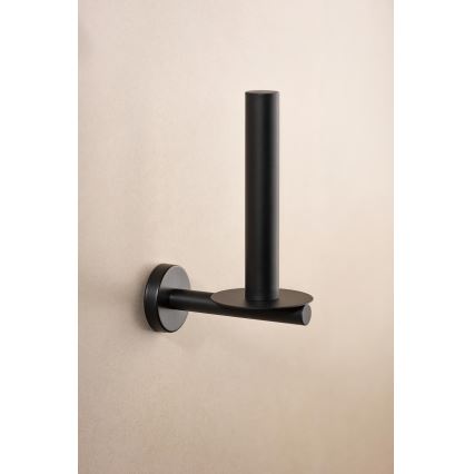WENKO 24262100 - WC-Papierhalter BOSIO BLACK 8 x 18 cm Edelstahl/Silber