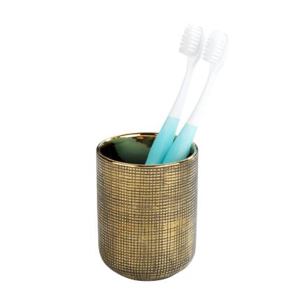 WENKO 24400100 - Zahnbürstenbecher RIVARA 7,5x9,5 cm gold