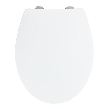 WENKO 24516100-WC WC-Sitz, Tragkraft 300/350 kg, 37x44,5 cm, weiß/silber