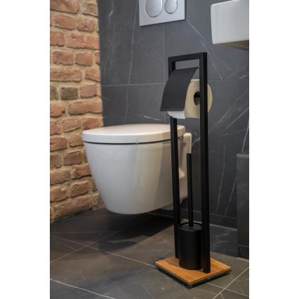 WENKO 24751100 - WC-Set BAMBUSA 18x72,5 cm schwarz/braun