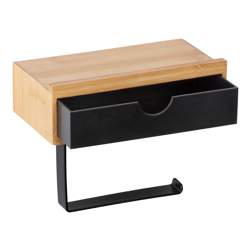 WENKO 24754100 - Toilettenpapierhalter BAMBUSA 18,5x14 cm braun/schwarz