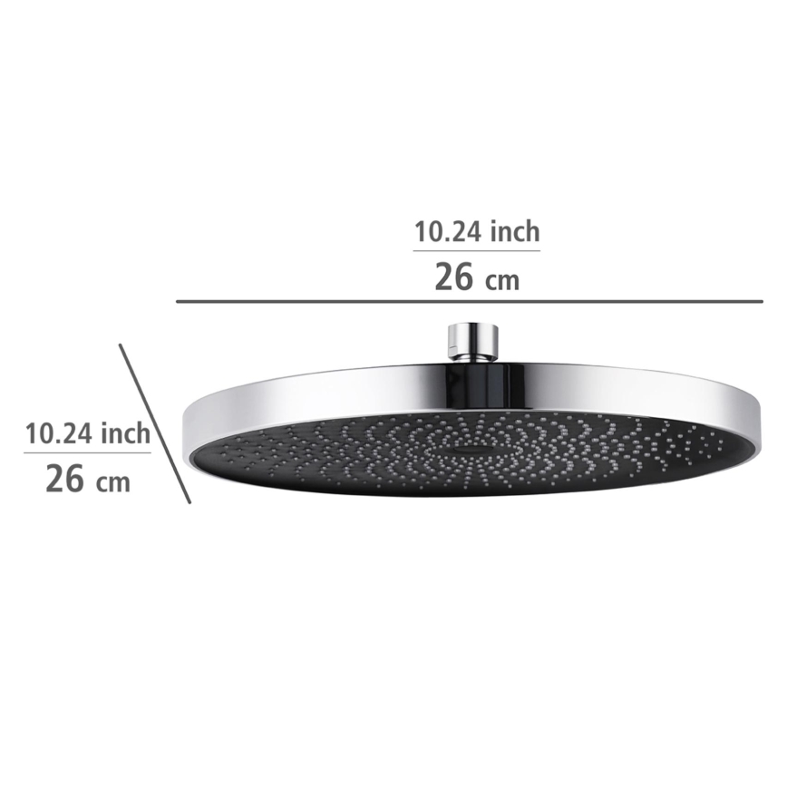 WENKO 24910100 - Duschkopf SOFTWATER 26x26 cm glänzender Chrom/schwarz