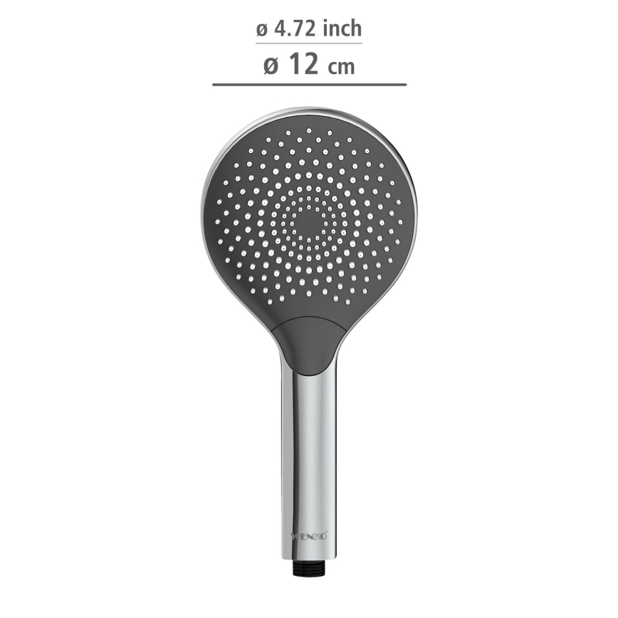 WENKO 24921100 - Duschkopf Wassersparsystem 12x12 cm, glänzender Chrom/Grau