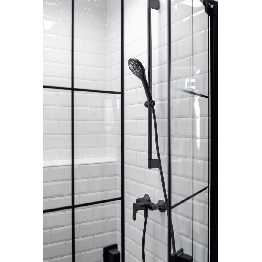 WENKO 24922100 - Duschkopf WATERSAVING SYSTEM 9,5 x 9,5 cm schwarz