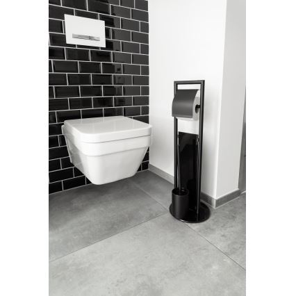 WENKO 24982800 - WC-Set RAVINA 20x70 cm Edelstahl/schwarz