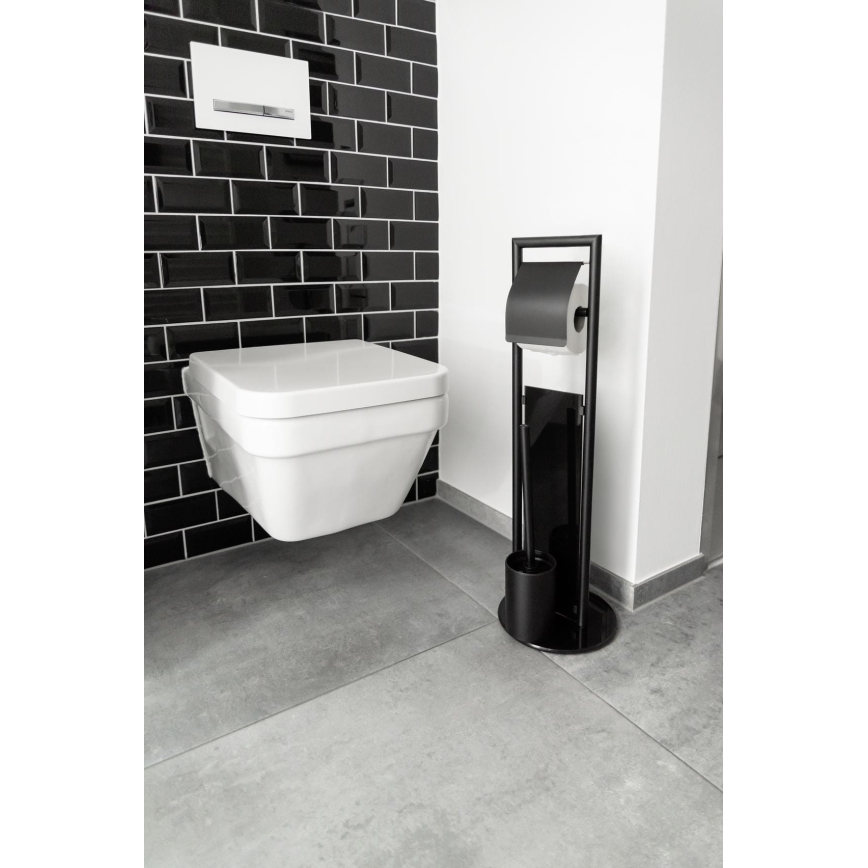 WENKO 24982800 - WC-Set RAVINA 20x70 cm Edelstahl/schwarz