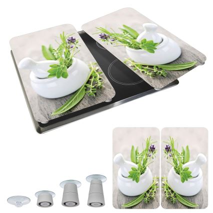 WENKO 2521420100 - Kochfeldabdeckung 52x30 cm mehrfarbig/grau/transparent