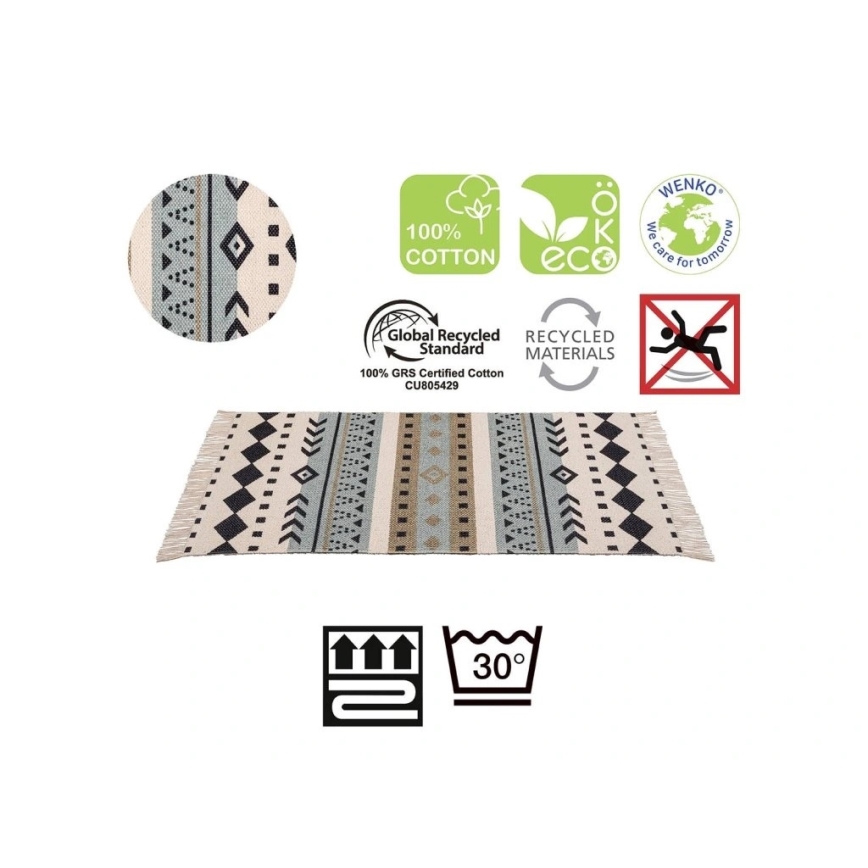WENKO 25277100-Badematte RECYCLED COTTON 80x50 cm mehrfarbig