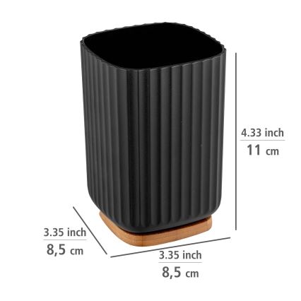 WENKO 25297100 - Zahnbürstenbecher ROTELLO 8,5x11 cm schwarz/braun