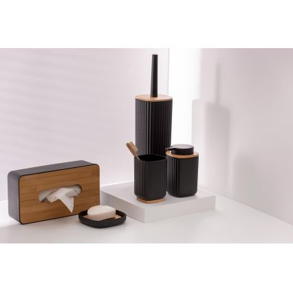 WENKO 25297100 - Zahnbürstenbecher ROTELLO 8,5x11 cm schwarz/braun