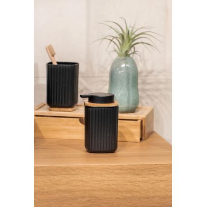 WENKO 25297100 - Zahnbürstenbecher ROTELLO 8,5x11 cm schwarz/braun