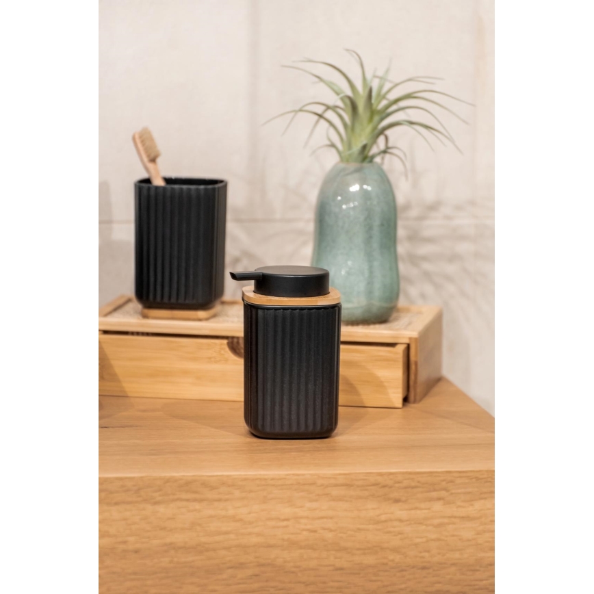 WENKO 25297100 - Zahnbürstenbecher ROTELLO 8,5x11 cm schwarz/braun