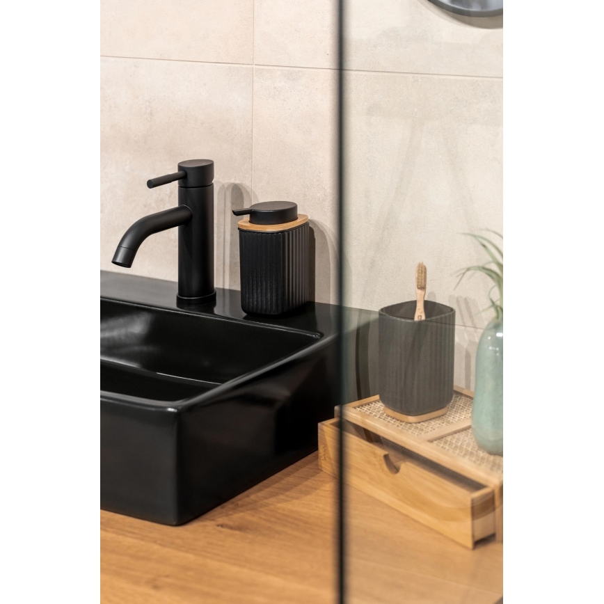 WENKO 25297100 - Zahnbürstenbecher ROTELLO 8,5x11 cm schwarz/braun