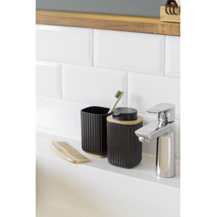 WENKO 25297100 - Zahnbürstenbecher ROTELLO 8,5x11 cm schwarz/braun