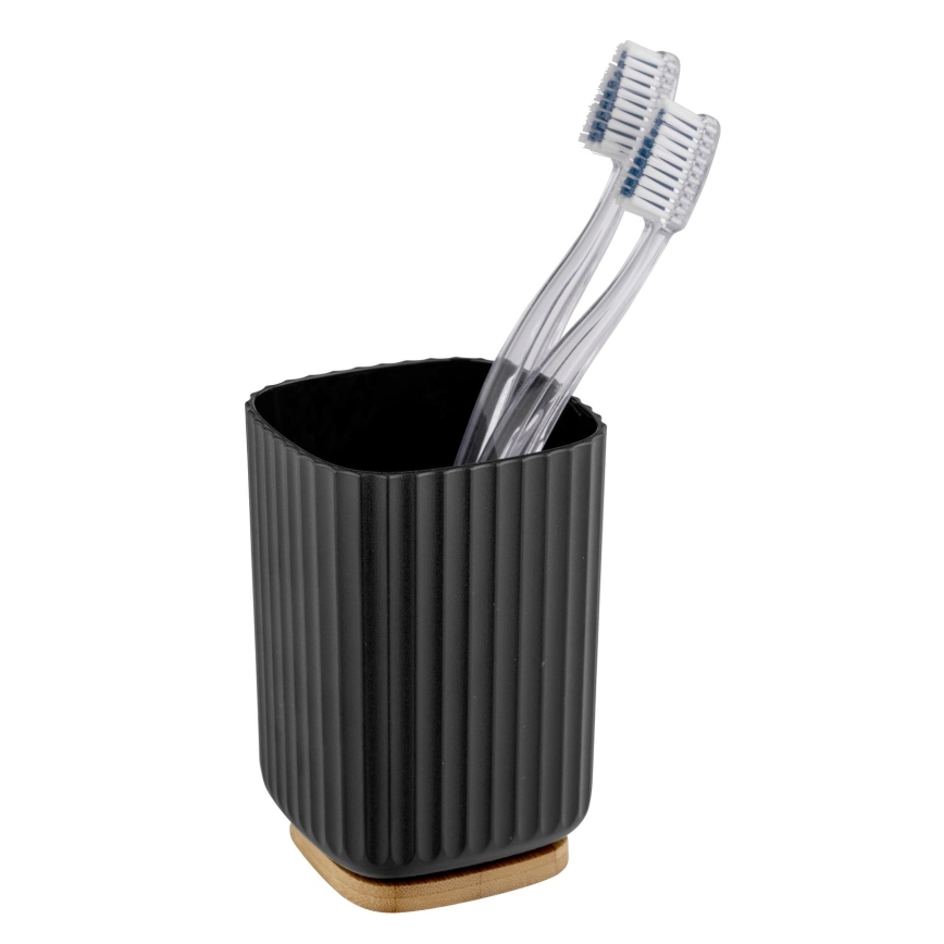 WENKO 25297100 - Zahnbürstenbecher ROTELLO 8,5x11 cm schwarz/braun