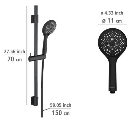 WENKO 25453100 - Duschset Wassersparsystem 70 cm schwarz