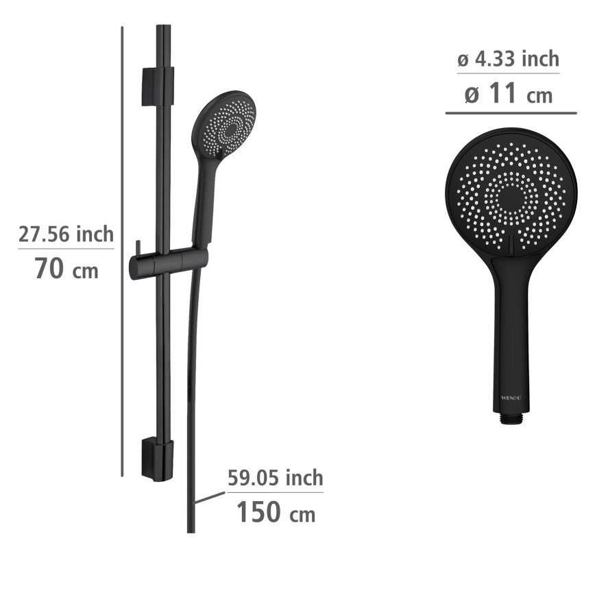 WENKO 25453100 - Duschset Wassersparsystem 70 cm schwarz