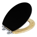 WENKO 25772100 - WC-Sitz BAMBUZA 37x44 cm schwarz/braun/hochglanzchrom