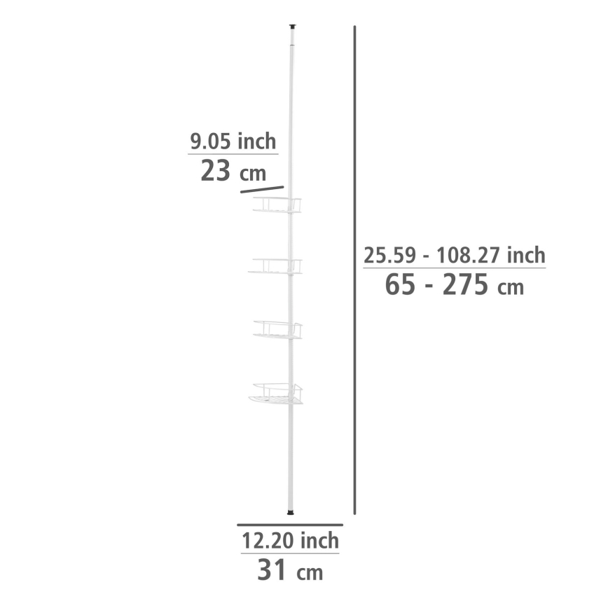 WENKO 26015100 - Eckablage DOLCEDO 31x230 cm Edelstahl/weiß