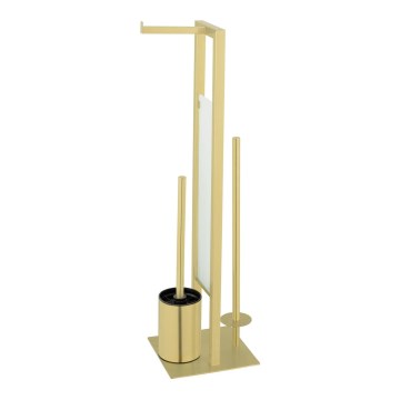 WENKO 26034100 - WC-Set RIVALTA 18x70 cm Edelstahl/Gold/Weiß/Schwarz
