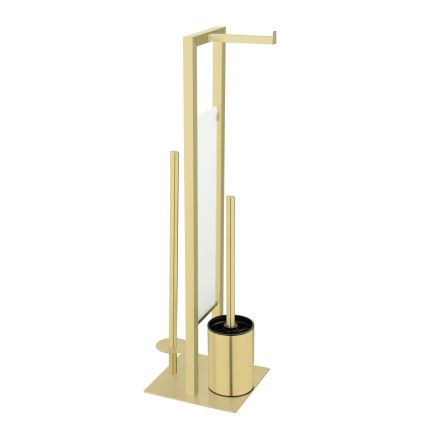 WENKO 26034100 - WC-Set RIVALTA 18x70 cm Edelstahl/Gold/Weiß/Schwarz