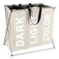 WENKO 3440113100 - Wäschekorb TRIO 63x57 cm beige/schwarz/silber