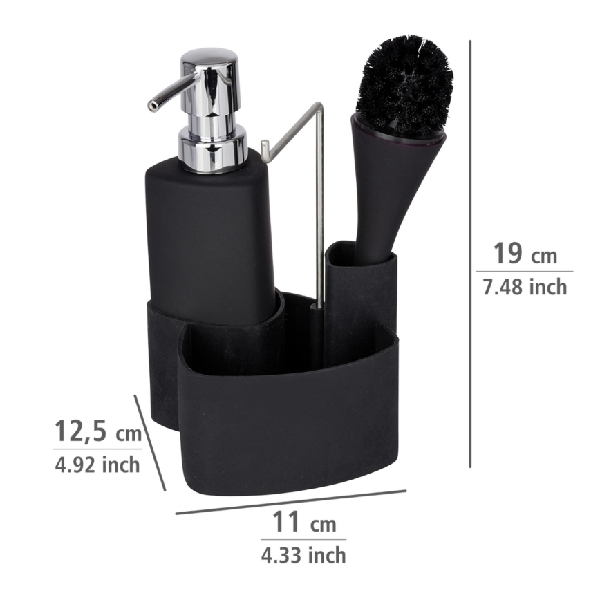 WENKO 3620127800 - Waschset EMPIRE 11x19 cm schwarz/silber