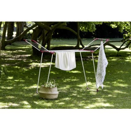 WENKO 3774021100 - Wäscheständer SUMMER DRY 153x76 cm weiß/rosa