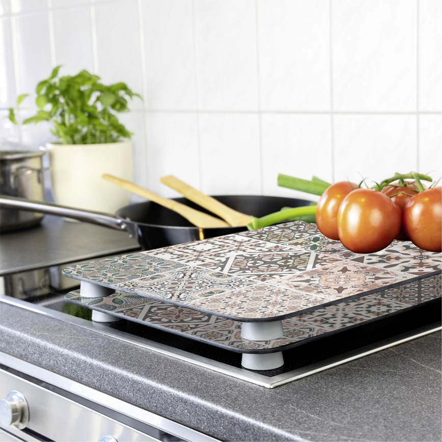 WENKO 53904100 - Kochfeldabdeckung 30x52 cm mehrfarbig/grau/transparent
