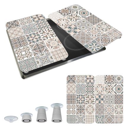 WENKO 53904100 - Kochfeldabdeckung 30x52 cm mehrfarbig/grau/transparent