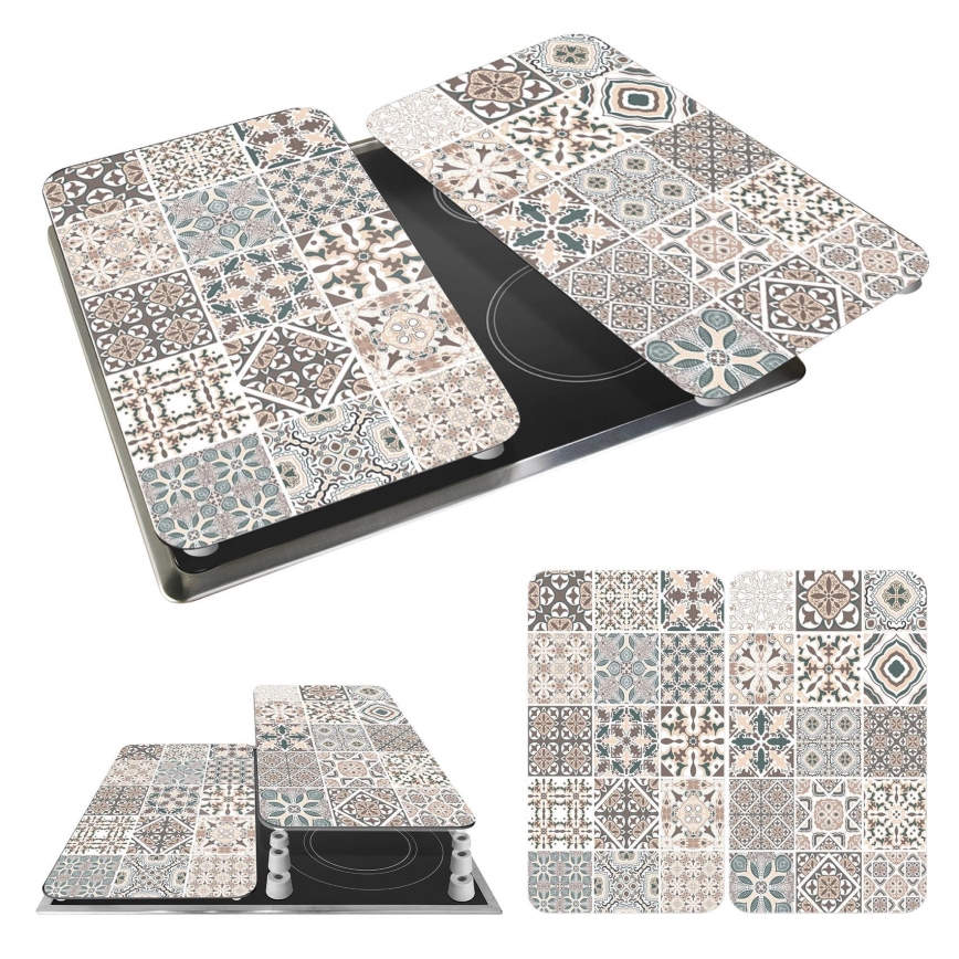 WENKO 53904100 - Kochfeldabdeckung 30x52 cm mehrfarbig/grau/transparent