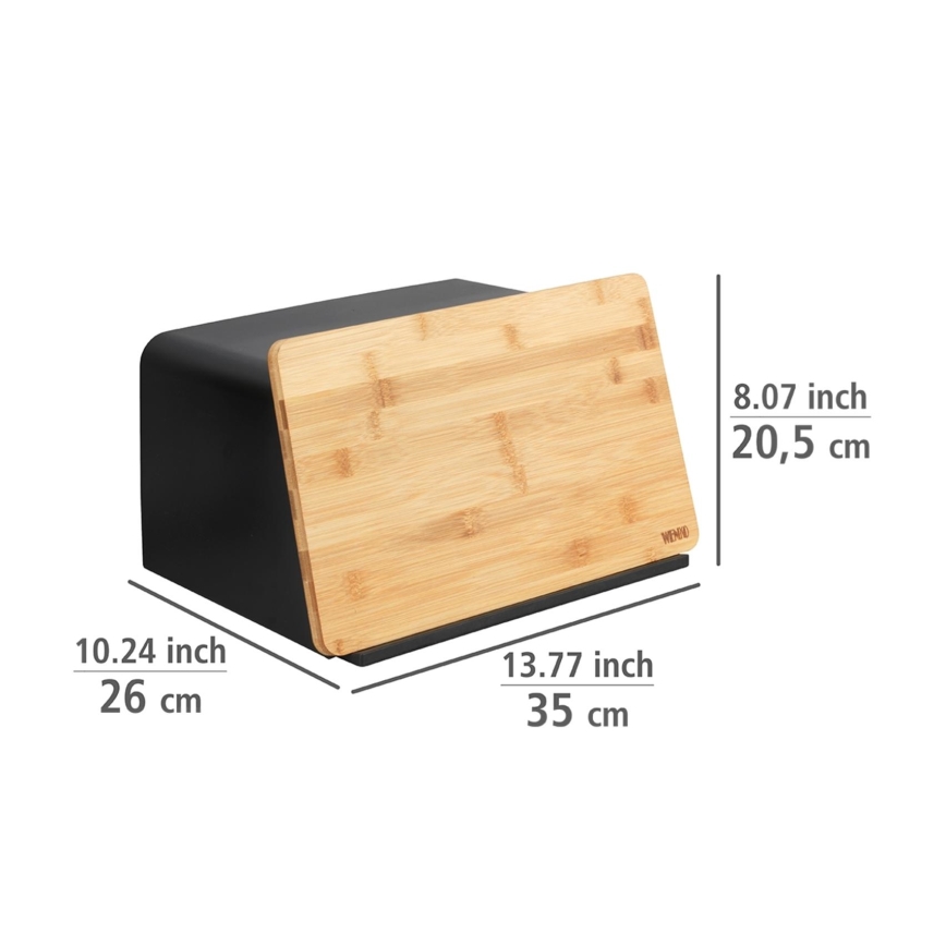 WENKO 54098100 - Brotkasten KUBO 35x26,5 cm schwarz/braun