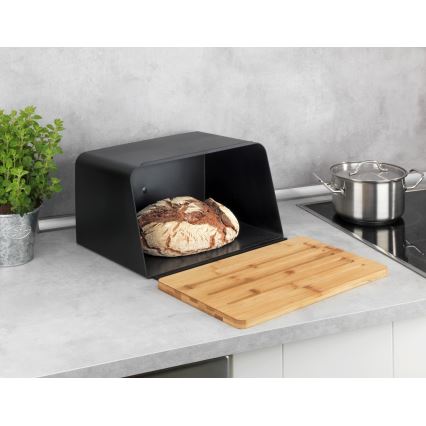 WENKO 54098100 - Brotkasten KUBO 35x26,5 cm schwarz/braun