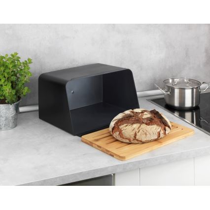 WENKO 54098100 - Brotkasten KUBO 35x26,5 cm schwarz/braun