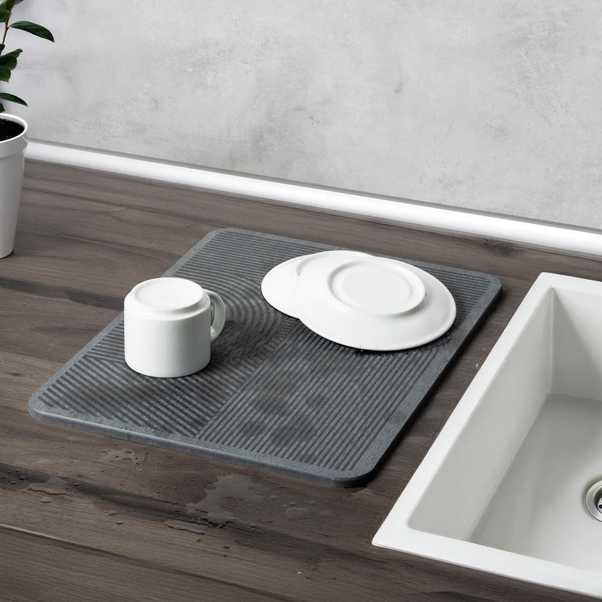 WENKO 54955100 - Abtropfmatte DAMON 40x30 cm Diatomit/grau