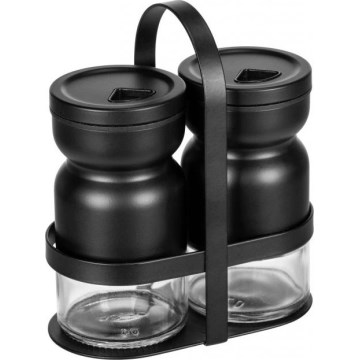 WENKO 55081100 - Gewürzset BLACK OUTDOOR KITCHEN 12 x 14,5 cm klar/schwarz