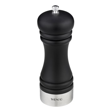 WENKO 55082100 - Salzmühle BLACK OUTDOOR KITCHEN, 5 x 17,5 cm, silber/schwarz/weiß