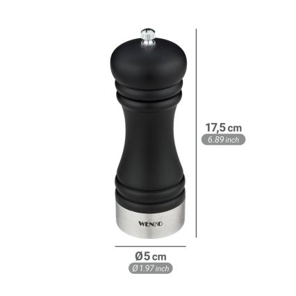 WENKO 55083100-Pfeffermühle BLACK OUTDOOR KITCHEN 5x17,5 cm schwarz/weiß