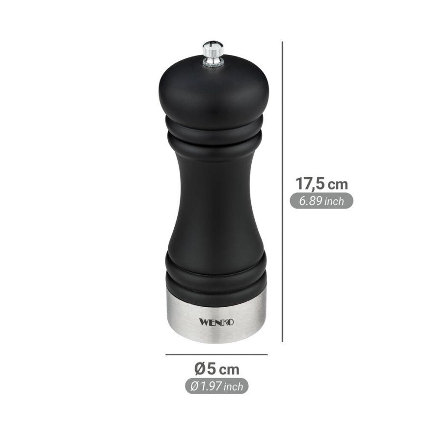 WENKO 55083100-Pfeffermühle BLACK OUTDOOR KITCHEN 5x17,5 cm schwarz/weiß