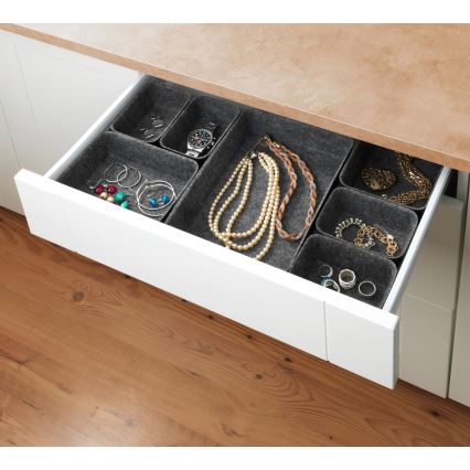 WENKO 64502100 - FELT Schubladen-Organizer, 28,5 x 20 cm, grau
