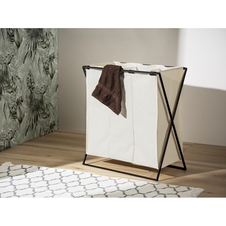 WENKO 71298800 - Wäschekorb TRIO 69x76 cm creme/schwarz