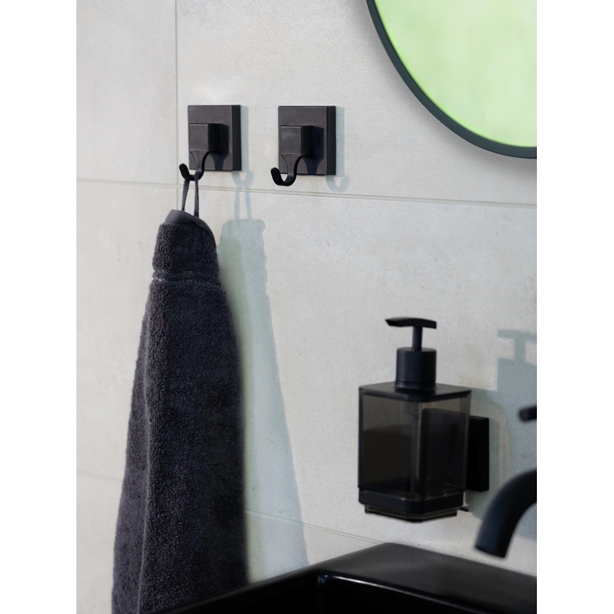 WENKO 71444800 - Seifenspender VACUUM-LOC QUADRO ED 7,5x16 cm schwarz