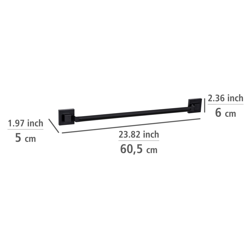 WENKO 71445800 - Handtuchstange VACUUM-LOC QUADRO ED 60,5x6 cm schwarz