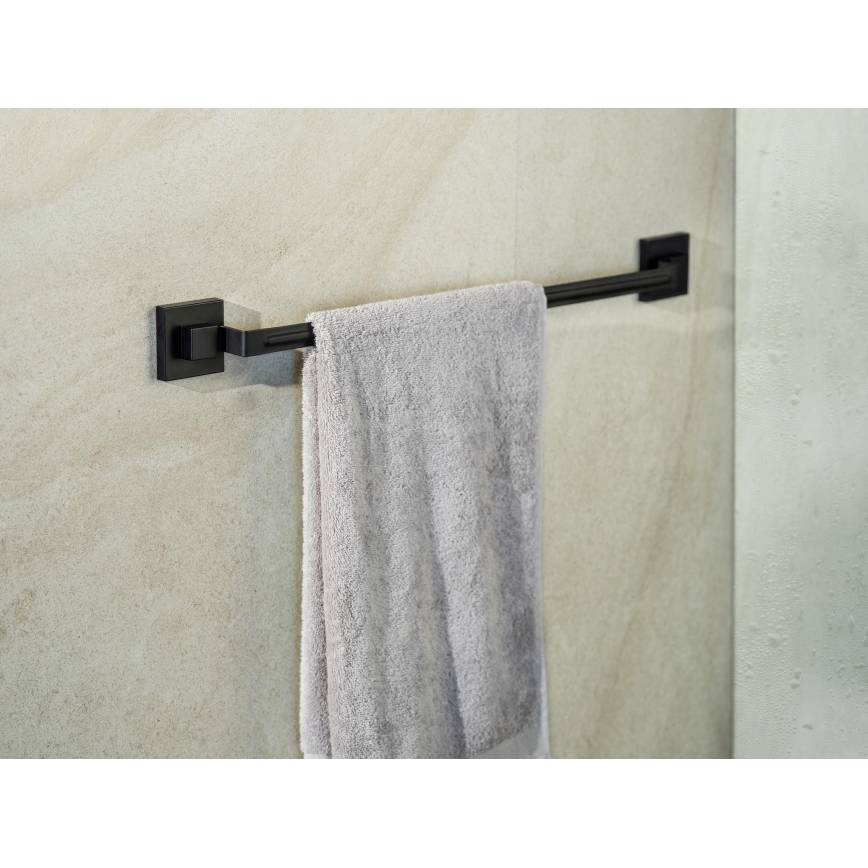 WENKO 71445800 - Handtuchstange VACUUM-LOC QUADRO ED 60,5x6 cm schwarz