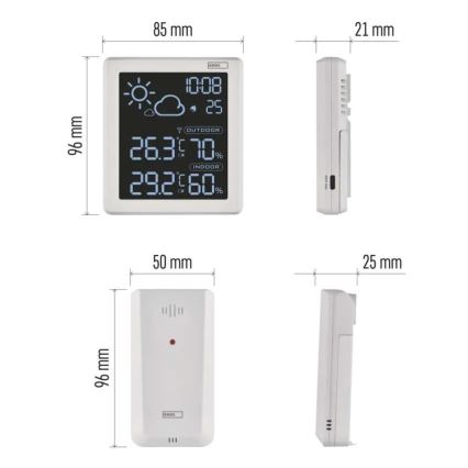 Wetterstation 5V 2xAAA + 2xAAA schwarz