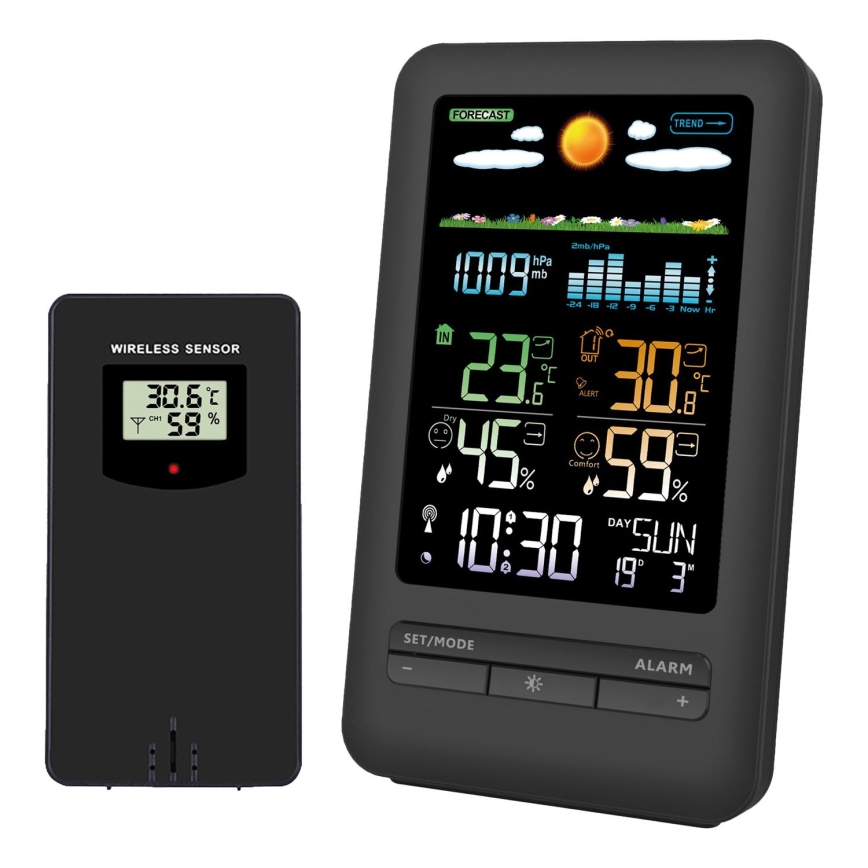 Wetterstation mit LCD-Anzeige 2xAA schwarz