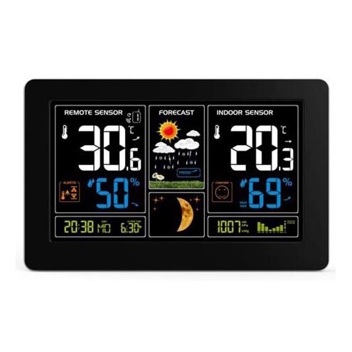 Wetterstation mit LCD-Anzeige USB 5V/2xAAA + 2xAAA Aufladung schwarz