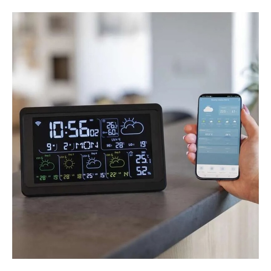 Wetterstation mit LCD-Display GoSmart 230V/3xAAA + 2×AAA Wi-Fi Tuya schwarz