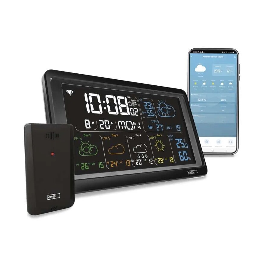 Wetterstation mit LCD-Display GoSmart 230V/3xAAA + 2×AAA Wi-Fi Tuya schwarz